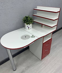 Манікюрний складний стіл V501 колір комбінований червоний з білим
