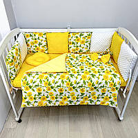 Комплект постільної білизни на три сторони ліжечка 120х60 см 13 пр. - Сонячники жовті