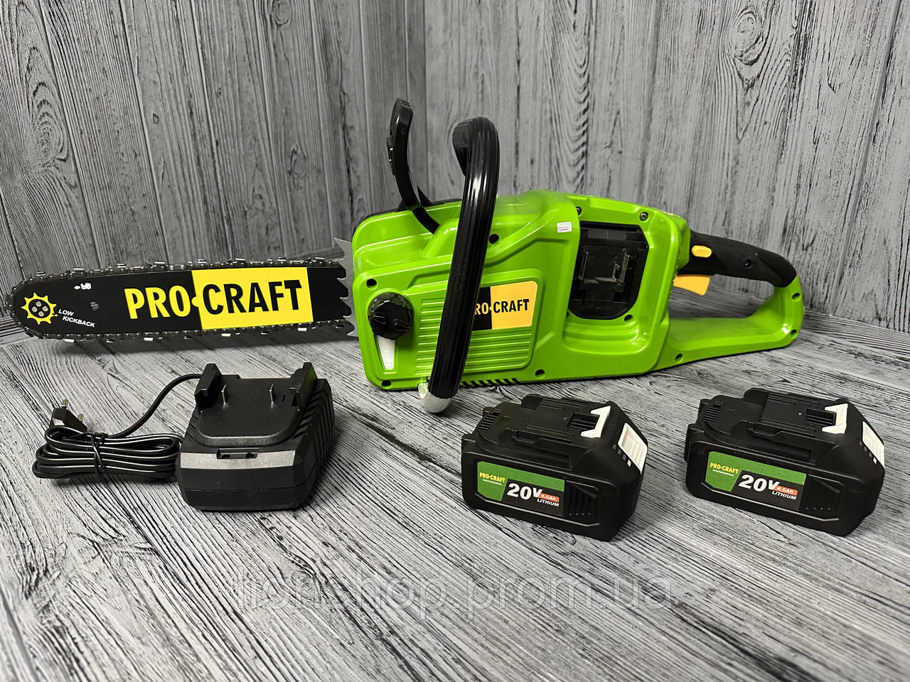 Акумуляторна ланцюгова пилка Procraft PCA40/2 + 2 акумуляторні батареї 20V/4A + зарядний пристрій 20/1 SE