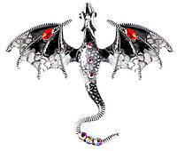 Брошь дракон, Dragon Black, 7х6 см. Брошь в форме дракона с расправленными крыльями. Символ 2024 года.