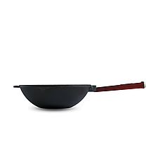 Сковорода чавунна з дерев`яною ручкою Бордо WOK 2,2 л, фото 4