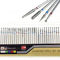 Набір алмазних насадок для обробки нігтів 30 шт