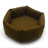 Лежак для маленьких собак и кошек Zoo-hunt шестиугольный Экко коричневый №2 54х16 см