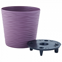 Вазон круглый пластиковый со вставкой Фьюжн низкий D 20 фиолетовый