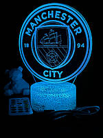 3d лампа ФК Манчестер Сити, подарок для фанатов футбола, светильник или ночник, 7 цветов, 4 режима и пульт