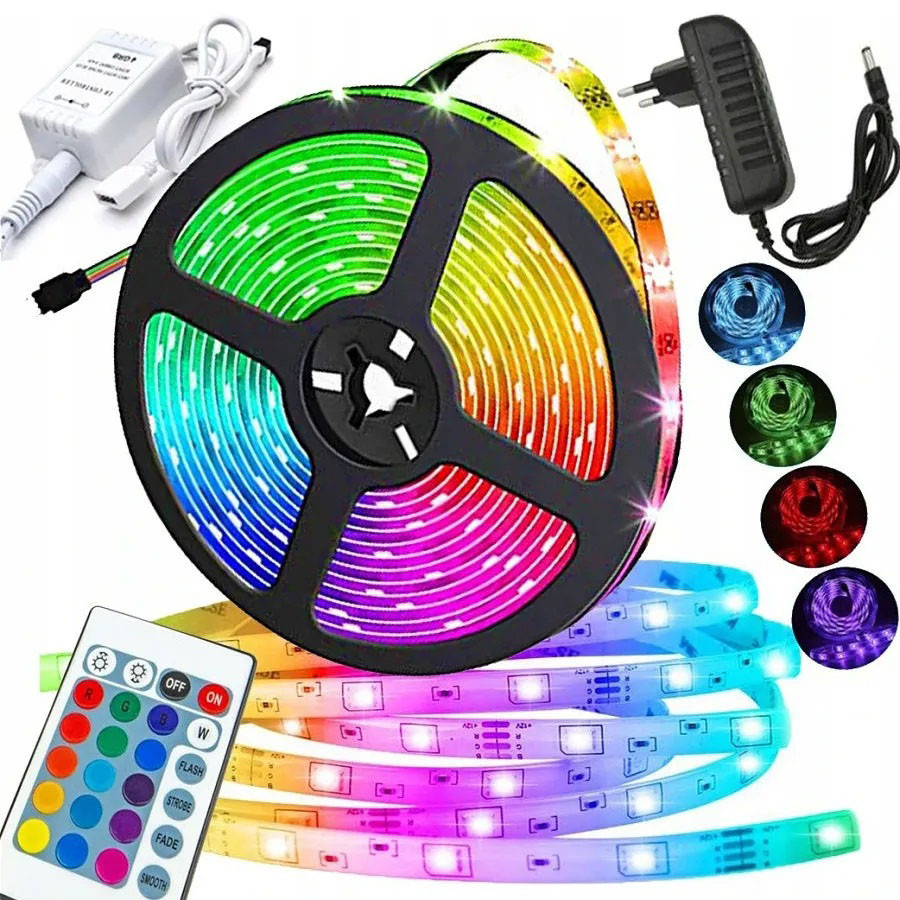 Світлодіодна стрічка SMD 5050 RGB LED 5 м IP65 з bluetooth wifi контролем. підключення 220V