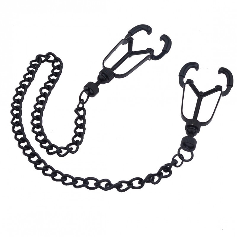 Затискачі для сосків на ланцюжку Kinklab Mandible Black Nipple Clamps  Кітті