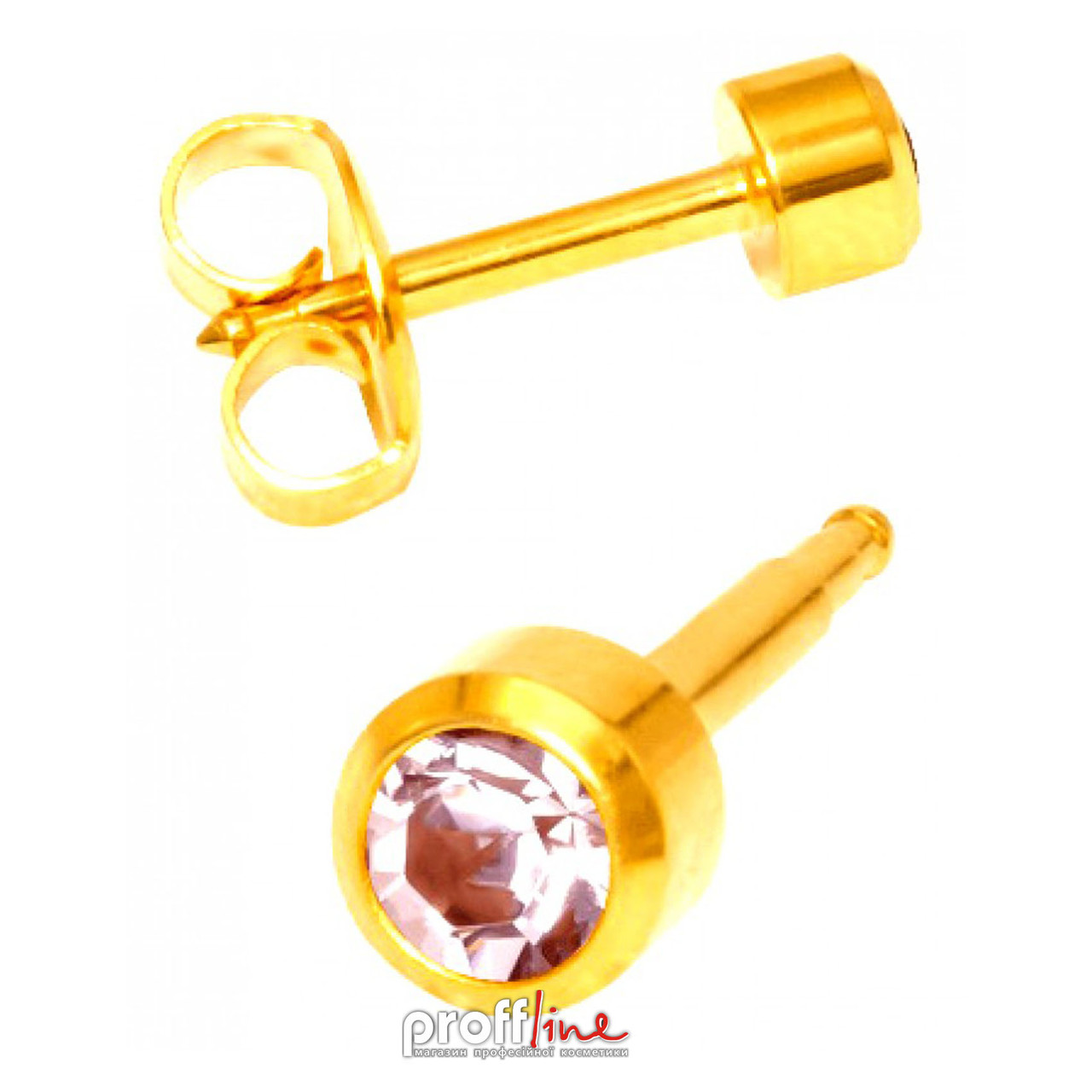 Сережки Caflon олександрит у золотій оправі 3 мм (стерильні) (Арт. yb6r)