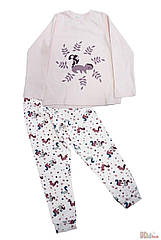 ОПТОМ Піжама штани та кофта світло-рожева "Білочки" (104 см)  Pikidor 8681021254522