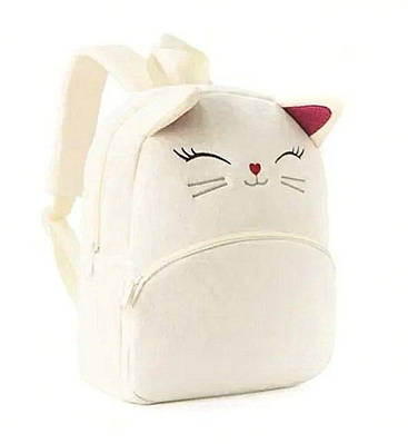 Білий котик дитячий плюшевий рюкзак. Дитячий одяг. Дитячі рюкзаки. Рюкзак для дитини.Рюкзак для дівчинки