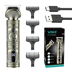 Акумуляторна машинка для стрижки волосся 4в1, USB, VGR V-962 / Професійний тример для бороди
