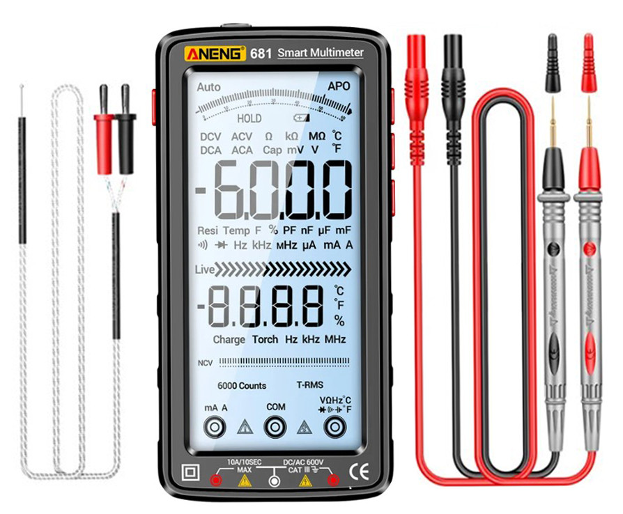 Мультиметр на аккумуляторе ANENG 681. Автоматический цифровой мультиметр, встроенный аккумулятор 2800 mA