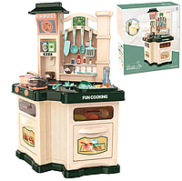Детская большая интерактивная игрушечная кухня с водой и паром игровая кухня со звуком и светом зеленая