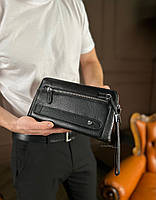 Чорний гаманець-клатч на дві блискавки із  натуральної шкіри Marco Coverna МС8747-3, фото 2