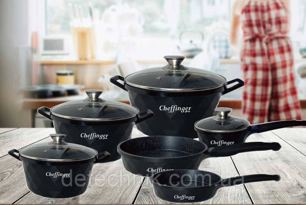 Набір Посуду Cheffinger CF-DIAC 12 Black 10 предметів з рукавичками для випікання