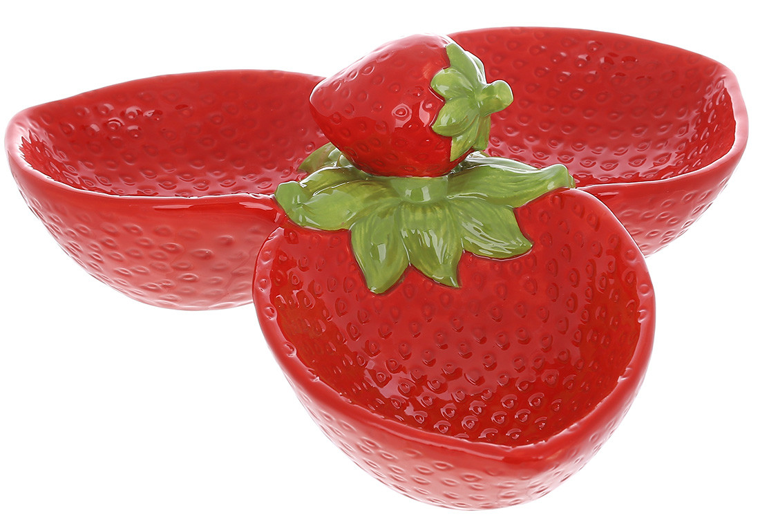 Менажниця керамічна Strawberry, 24см,  колір-червоний, фото 1