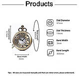 Годинник кишеньковий вінтаж "Vintage Skeleton" у стилі стимпанк із ланцюжком, антична бронза, фото 3