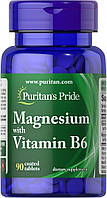 Магний с витамином Б6 Puritan's Pride Magnesium Vitamin B6 для нервной системы сердца мышц 90 таблеток