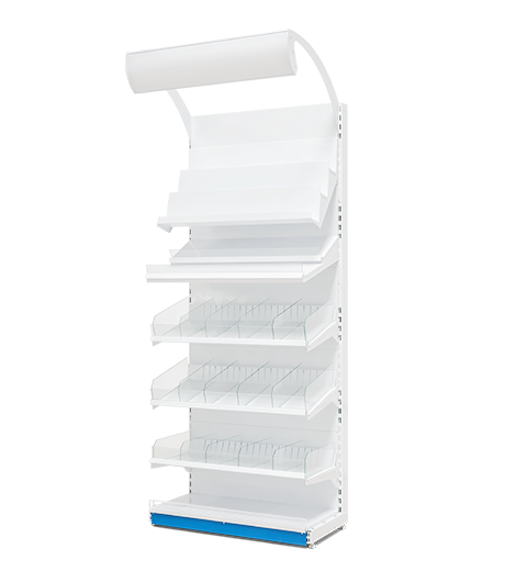 СТЕЛЛАЖ КОНДИТЕРСЬКИЙ для продуктового магазину 1900*950 на 5 полиць+фриз та подіум, фото 1