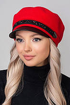 Жіноча кашемірова кепка Блиск шкіряний козирок