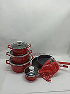 Набір Посуду Cheffinger CF-DIAC 12  Red 10 предметів з рукавичками для випікання, фото 4