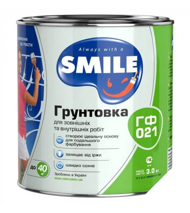

Грунт SMILE ГФ-021 3,0кг білий, Белый
