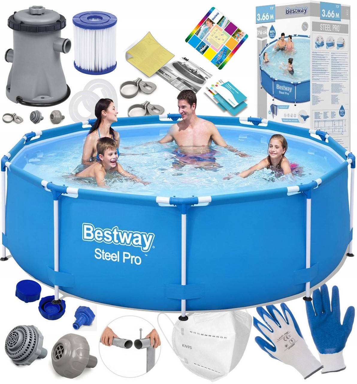 

Круглый каркасний бассейн Bestway Steel Pro 366x76