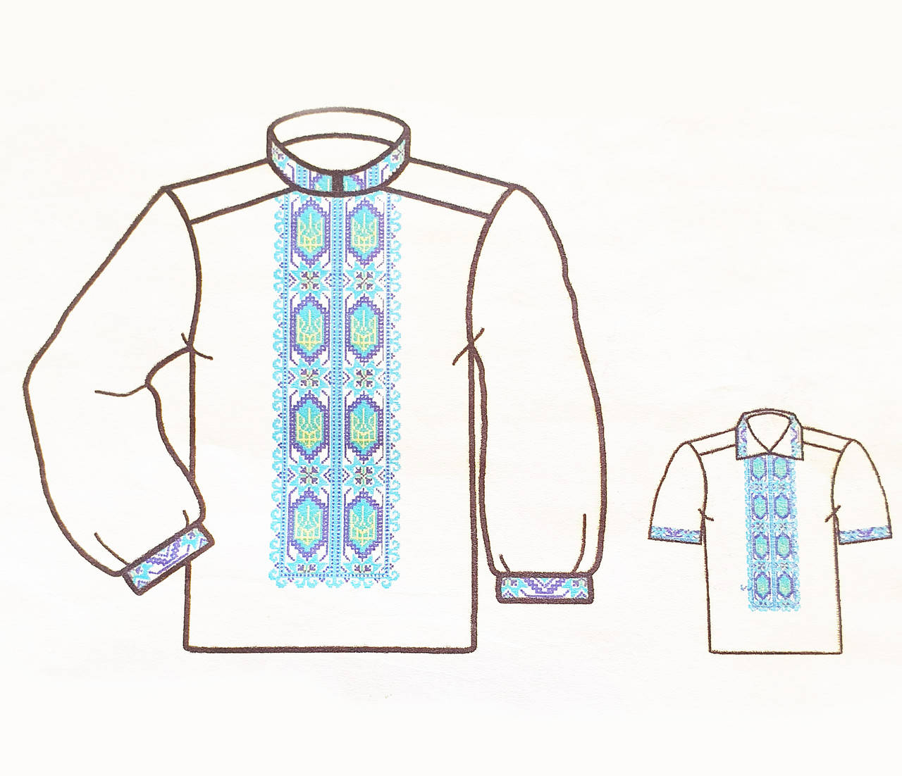 

Заготовка для вишивки чоловічої сорочки бісером №10 або нитками