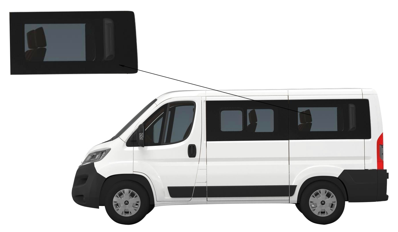 

Боковое стекло короткая база Citroen Jumper 2007-2019 заднее левое