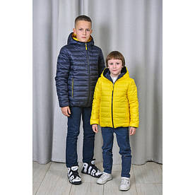 Куртка для хлопчика підлітка весна «Футбік» двостороння синій з жовтим 116