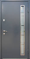 Вхідні двері ДК метал/мдф зі склопакетом вуличні антрацит  RAL 7024 Фора