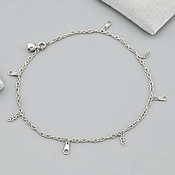 Браслет на ногу Summer party 40817 ширина 2 мм позолота Біле Золото довжина 27