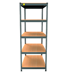 Металевий складський стелаж Emby Light Series (розмір 1800х600x600мм) 5 полиць ДСП до 100кг Чорний