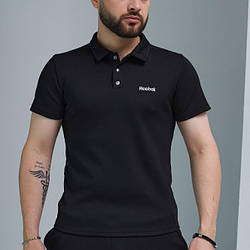 Чоловіча спортивна футболка Reebok чорна поло Рібок чорне