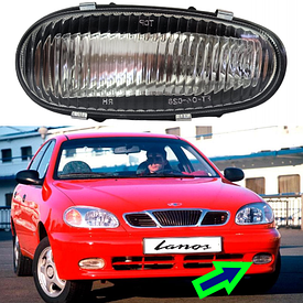 Протитуманна фара ліва на авто Daewoo Lanos, Sens (чорн.корпус) 1 шт