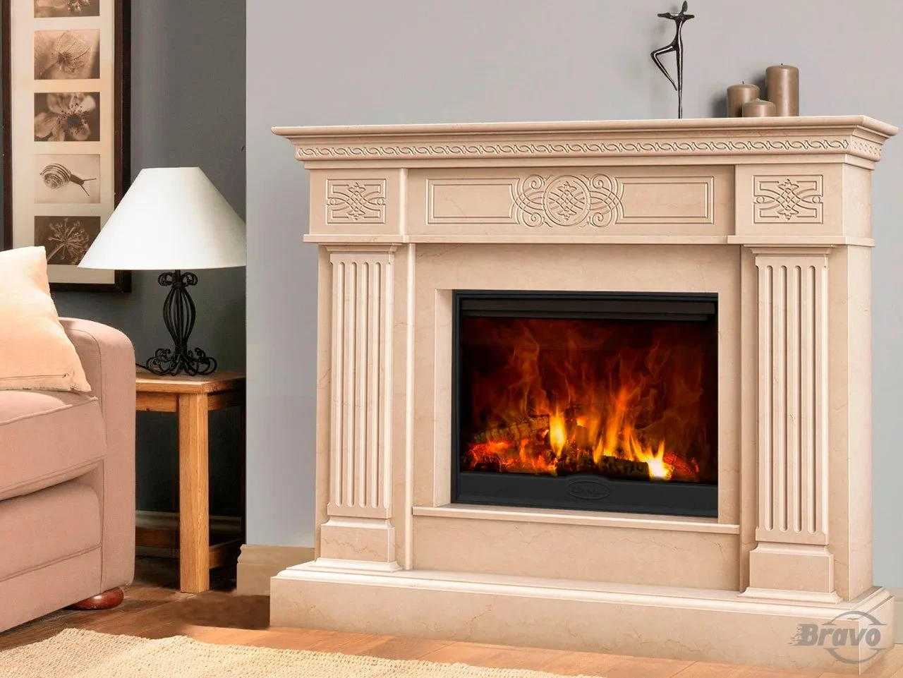 Портал для каміна (обличчя) Александрія з натурального мармуру Volakas