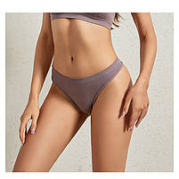 Жіночі безшовні трусики стрінги в рубчик Lesko A66# Ліловий XL 2 шт., фото 3