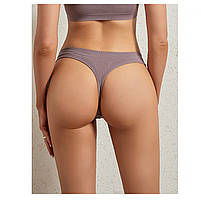 Жіночі безшовні трусики стрінги в рубчик Lesko A66# Ліловий XL 2 шт., фото 4