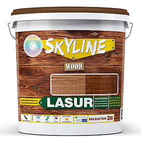 Лазур декоративно-захисна для обробки дерева LASUR Wood SkyLine Махагон 3л