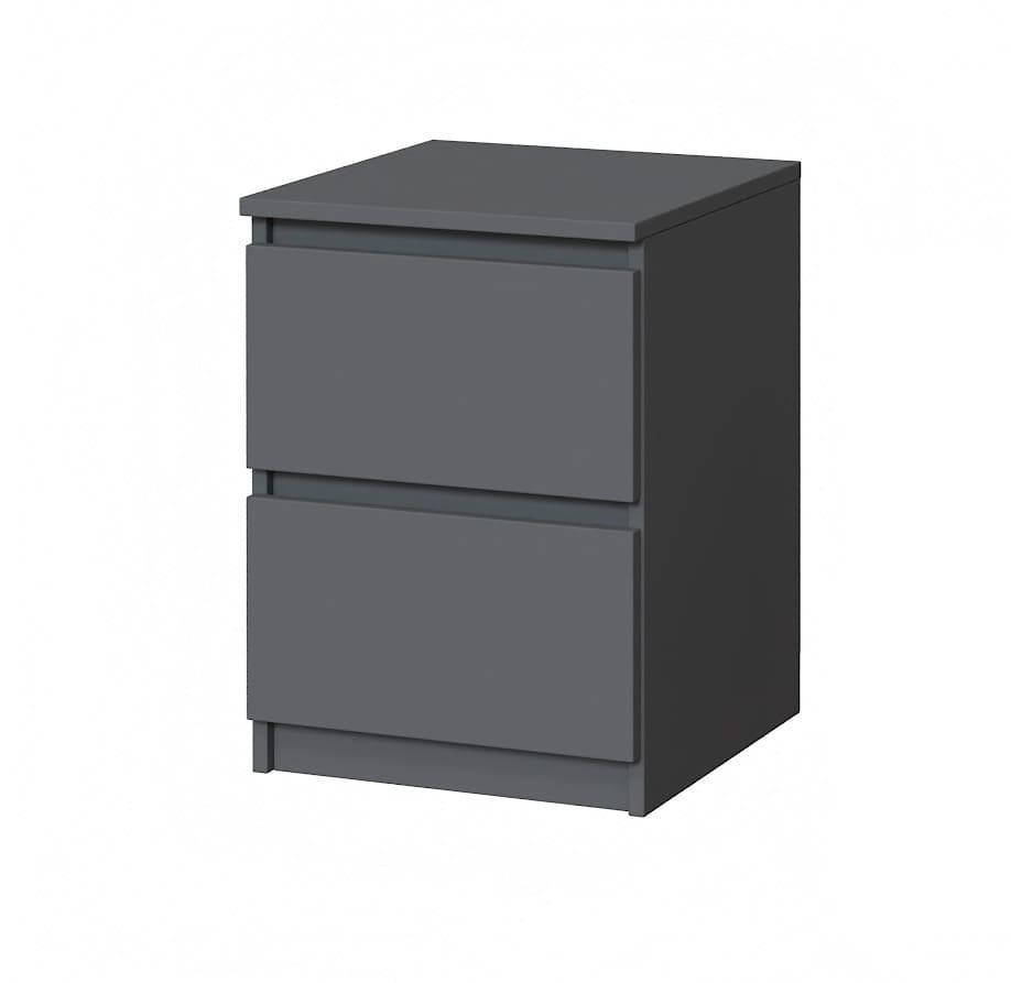 Сучасна тумба приліжкова сіра 40 см з двома шухлядами в спальню Брайт 2Ш, фото 1