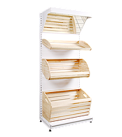 СТЕЛАЖ ХЛІБНИЙ для продуктового магазину 1900*950 на 3 кошики хлібних+ фриз дзеркальний у зборі