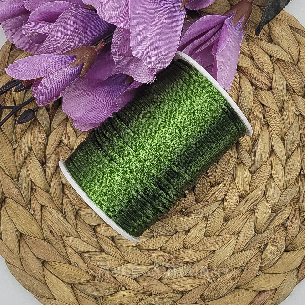 Шнур корсетний (сатиновий, шовковий) / колір ТРАВ'ЯНИЙ / 2 мм / замовлення від 1 метра, фото 1