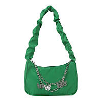 Женская классическая сумка 6579 через плечо клатч на короткой ручке багет зеленая