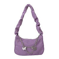 Женская классическая сумка 6579 через плечо клатч на короткой ручке багет фиолетовая