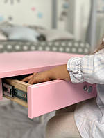 Столик із шухлядою для речей 46х60х45 стільчик в виді медведика 26.5х26х25, комплект стіл та стілець, рожевий з білим, фото 7