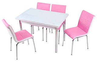 Кухонний комплект: стіл розсувний обідній 1024 Pembe gul 90*60 (150*60) стіл і 4 стільці.