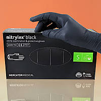 Чорні нітрилові рукавички неопудрені Nitrylex Black S 100шт