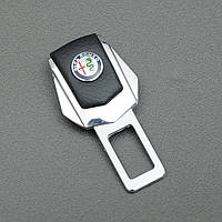 Заглушка ременя безпеки метал "Alfa Romeo" (1шт) цинк.сплав + шкіра "FLY" (тип №2)