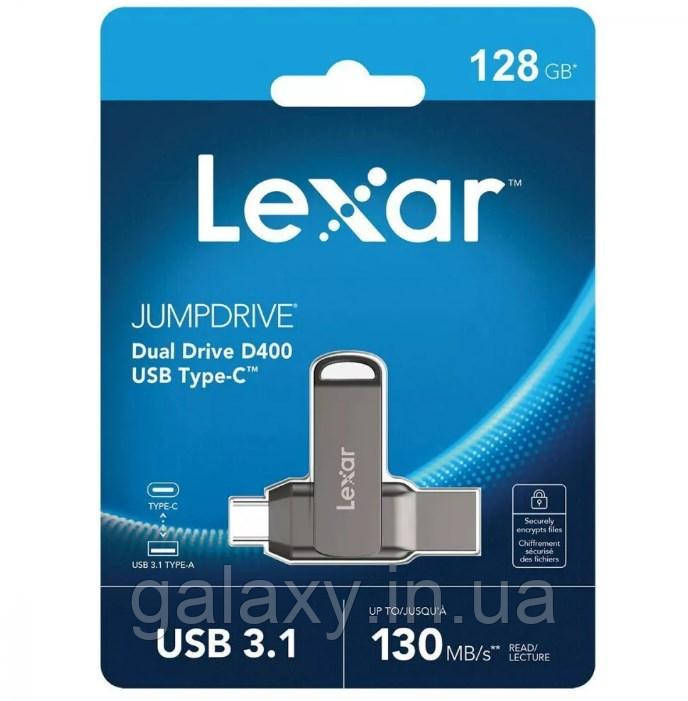 Накопичувач OTG LEXAR 128GB JumpDrive D400 USB to Type-C (USB 3.1)