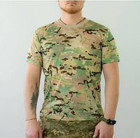 Мужская футболка камуфляж мультикам CoolMax военная Тактическая летняя потоотводящая камуфляжная